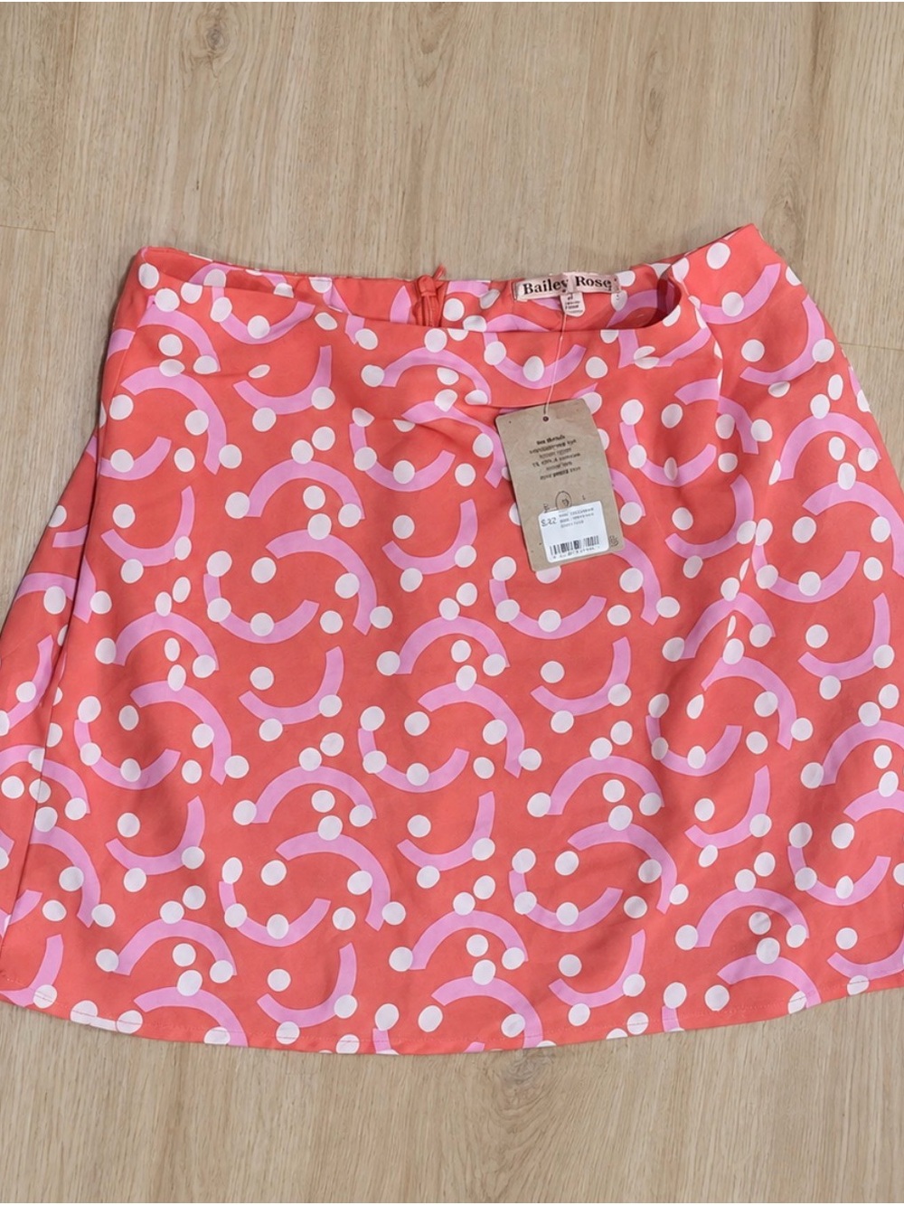 Bailey Rose Coral Pink Patterned Skater Skirt